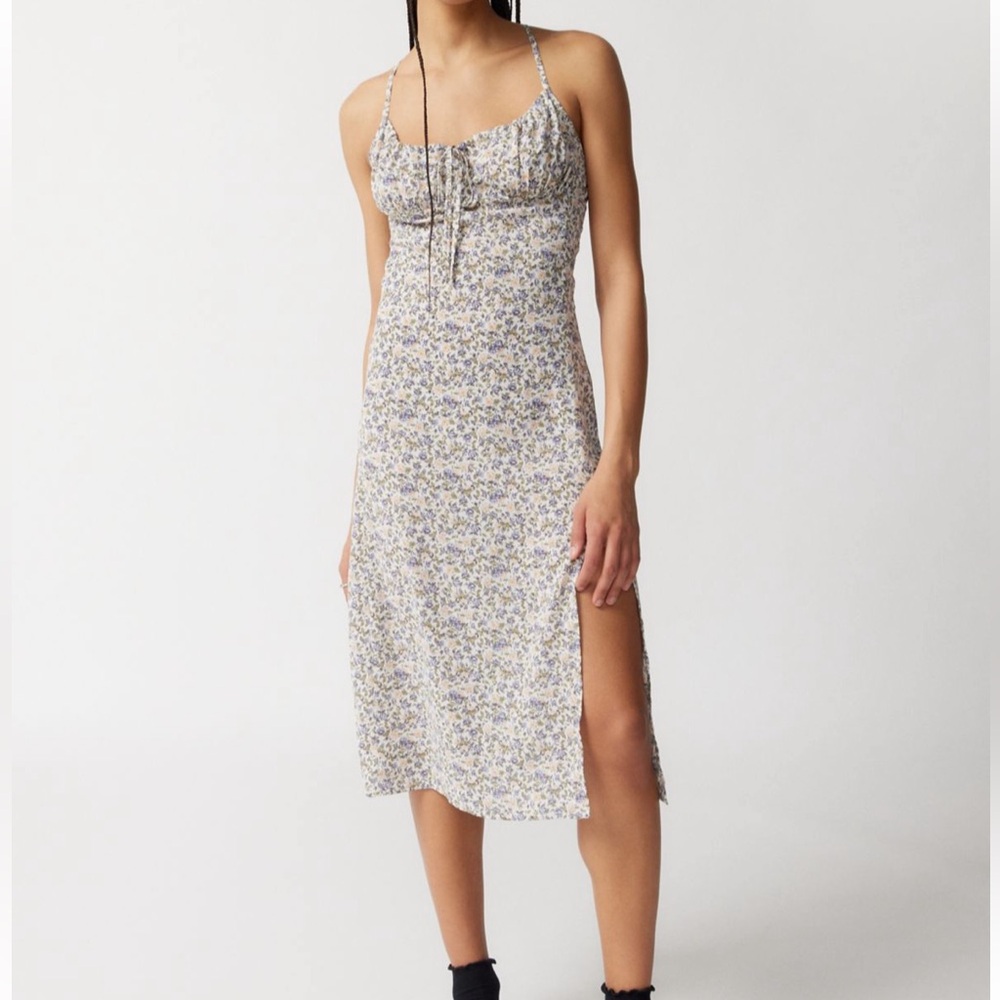 Urban Outfitters Floral Midi Dress in Cream and Blue